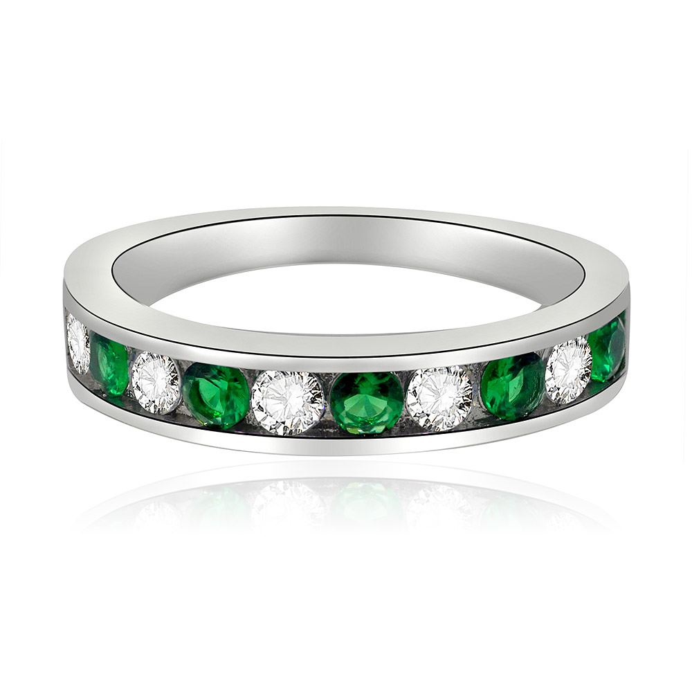 Emerald And White Band Ring